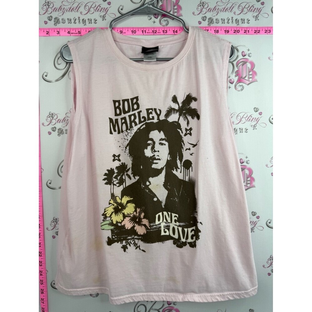 Zion Rootswear tank top floral Light Pink Bob Marley 'One Love' Graphic Tank